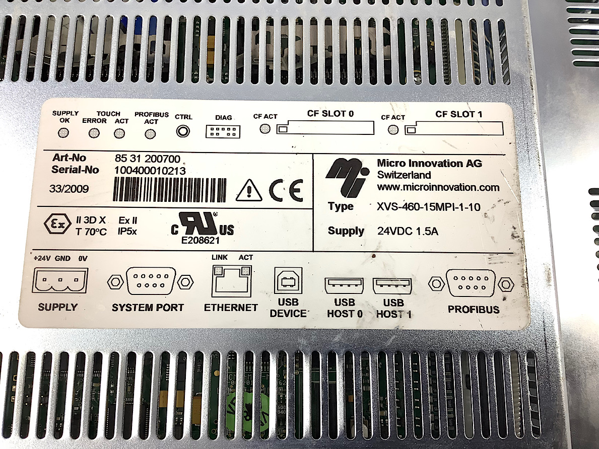 Micro Innovation AG XVS46015MPI110 24VDC 1.5A Touch Panel