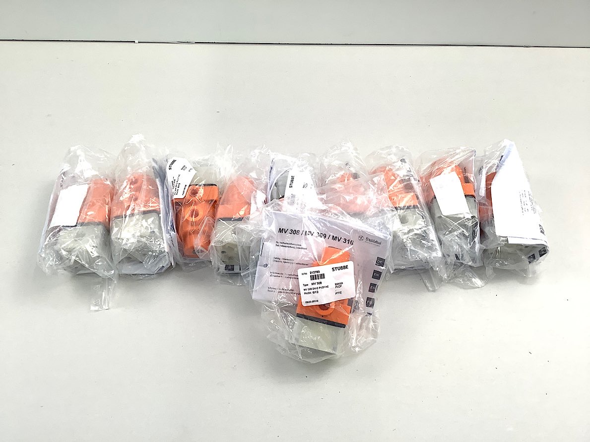10er Set Stübbe Membranventil MV 308 DN12 PVDF-NC